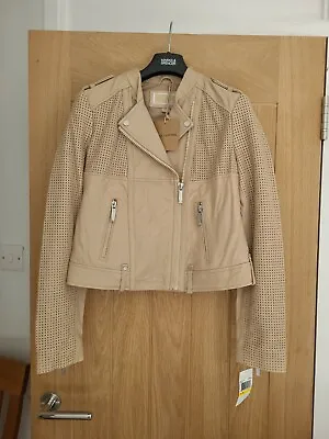 £85 • Buy Bnwt Beautiful Michael Kors Sandshell Vintage Women Leather Bike Jacket Size M