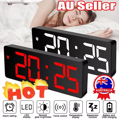 LED Digital Clock Mirror Display Snooze Alarm Temperature Time Table Desk DecoRO • $14.96