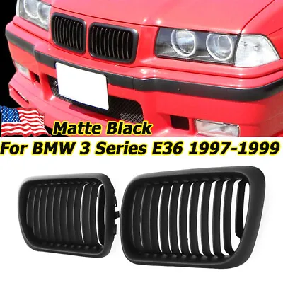 Matte Black Front Kidney Grille For BMW E36 3 Series M3 318i 323i 328i 97-99 LCI • $29.88