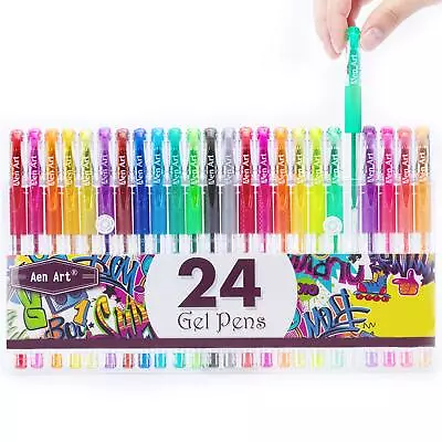 Aen Art Glitter Gel Pens Colored Fine Tip Markers With 40% More Ink For Adult... • $10.26