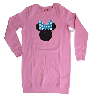 DISNEY Spotted Zebra Girls Pink Minnie Mouse Sequin French Terry Dress XXL (12) • $11.99