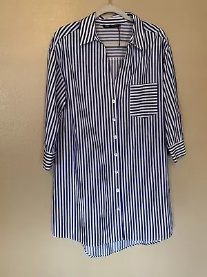 Zara Blue And White Striped Shirt Dress Size XS • $20.99