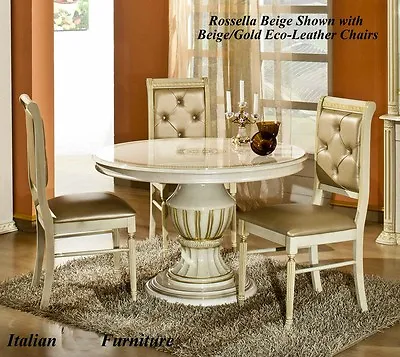 £1400 • Buy Versace Greek Key Design Rossella Biege/Gold Round Dining Table 4 Fabric Chairs