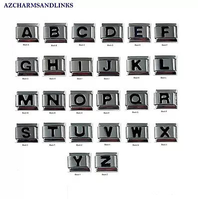 Italian Charms Black Letters A-Z Italian Modular Charm Links For Your Bracelet • $2.39