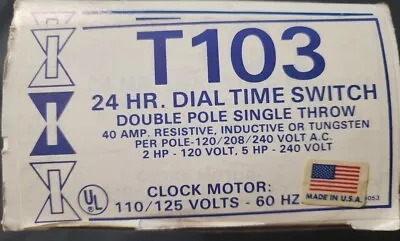 NEW! NOS Vintage Intermatic T103 120-Volt DPST 24 Hour Mechanical Time Switch US • $88.59