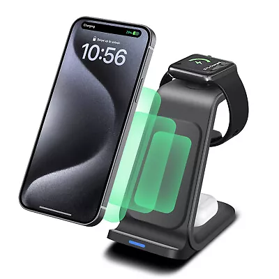 Wireless Charger Dock Charging Station 3in1 For Apple Watch IPhone 15 14 13 12 X • £23.99