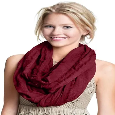 CJ Apparel Burgundy Mobius Infinity Scarf Seconds Snood Cowl Shawl Face Cover • £7.99