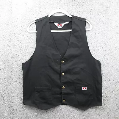 Ben Davis Snap Work Vest Mens Large Black Made In USA • $39.99
