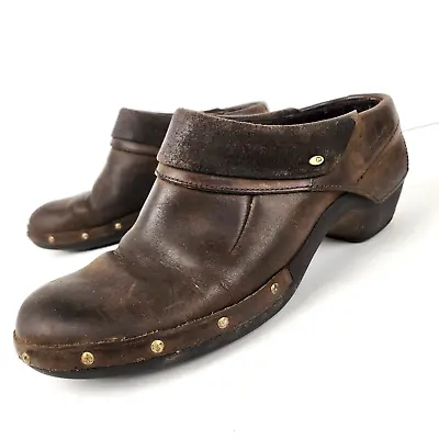 Merrell Luxe Wrap Bitter Chocolate Leather Mules Clog Slip On Shoes Womens 8.5 • $19.99