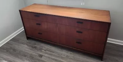 Mid-Century Double Teak Modern Dresser W/ 6 Drawers/Black Handles • $1275