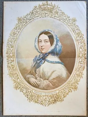 Antique Rare Original Print Queen Victoria 545 X 40 Cm. 1857 • $99.56