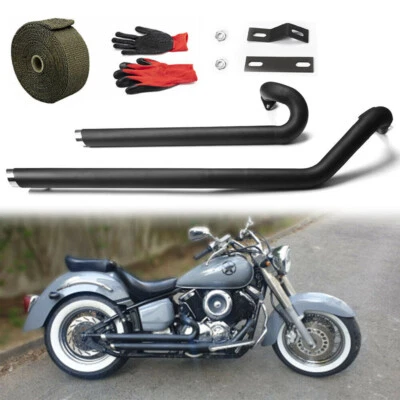 $145 • Buy Shortshots Staggered Exhaust Muffler Pipes & Wrap For Yamaha V Star 1100 XVS1100