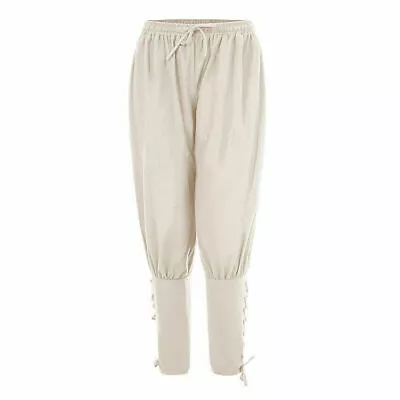 New Sale Men's Me Dieval Pirate Knight Costume Lace Up Pants Loose • $21.66