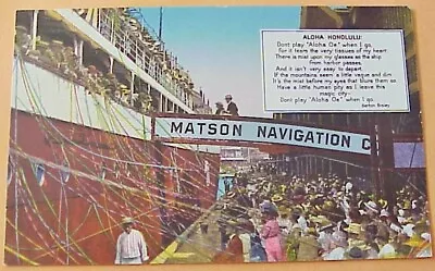 1920's Aloha Honolulu Matson Navigation Co TH Hawaii  • $11.50