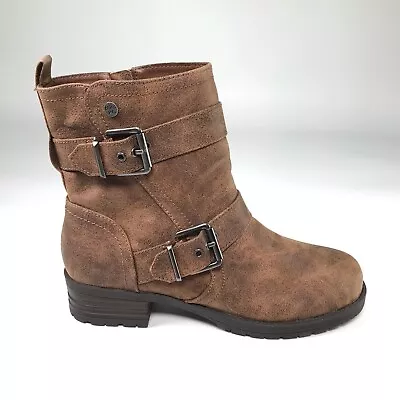 Miss KG-Kurt Geiger Suedette Brown Buckles Side Zip Boots-Size UK 4 / EU 37-New • £27.95