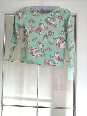 Girls Next Top Pale Green With Unicorns Age 6-7 • £2