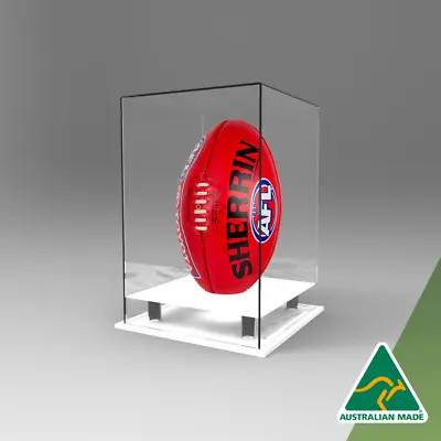 Football / AFL Display Case  WHITE Base Acrylic Perspex - Upright /Vertical • $99.95