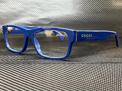 GUCCI GG1141O 002 Blue Rectangle 56 Mm Men's Eyeglasses • $182.25