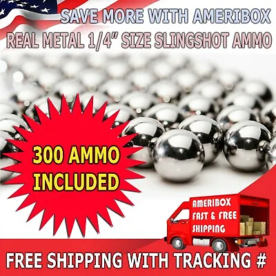 300 Qty 1/4  Inch AMMO BALLS STEEL SHOT Slingshot Powerful Aim Target Practice • $9.95