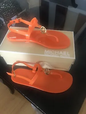 MICHAEL  Kors Sondra MK Jelly Thong Sandal  Sz 9 -Orange Color Retails 139.00 • $84.08