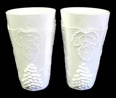 Two Vintage COLONY Milk Glass Cooler Tumbler HARVEST Grapes & Leaves 5-3/4 Inch • $12.99