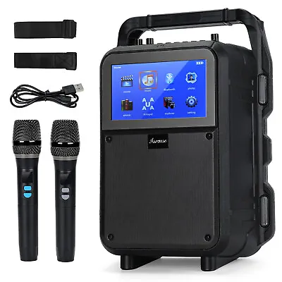 Asmuse Karaoke Machine Bluetooth Speaker PA System With 2 Wireless Microphones • $118.84