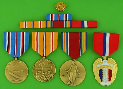 4 WWII Medals Ribbon Bar Honorable Service Device - Pacific / Philippines WW2 • $89.49