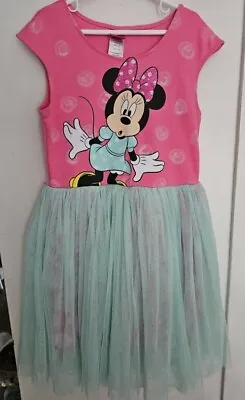 DISNEY Pink And Green MINNIE MOUSE Tutu Dress Girls Size 10-12 • $13.39