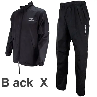 MIZUNO GOLF Rain Wear Jacket Pants Set Black Size XL 52MG6A01 Men Adjustable New • $80