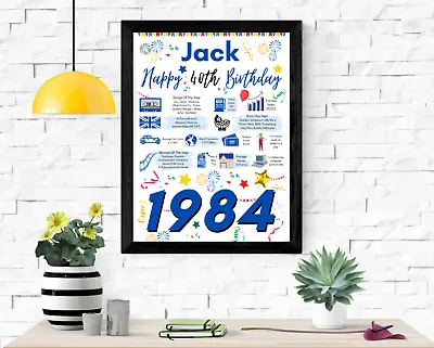 40TH Birthday Gift Present | 1984 The Year You Were Born Poster| Personalise 40 • £4.95