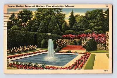 Postcard Delaware Wilmington DE Longwood Sqaure Garden 1943 Posted Linen • $3