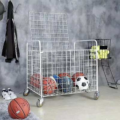 Metal Rolling Multi Sports Ball Storage Hopper & Basketball  Equipment Cart • $216.99