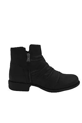 Miz Mooz Ruched Leather Medium Ankle Boots Lucy Black • $64.99