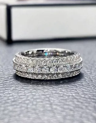 Wedding Full Eternity Band Ring Unisex Simulated Diamond 14K White Gold Plated • $102.04