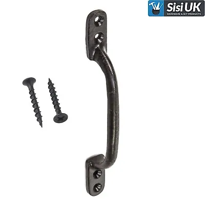 10x BLACK D HANDLES Cupboard Drawer Door Gate Shed Pull Cast Iron 150mm/6  Pack • £14.25