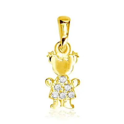 Mini Diamond Sziro Girl Charm For Mom Grandma In 18k Yellow Gold • $413