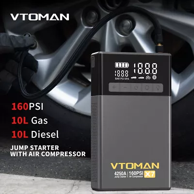 🔥VTOMAN Jump Starter With Air Compressor 4250A Battery Charger Emergency 160PSI • $169
