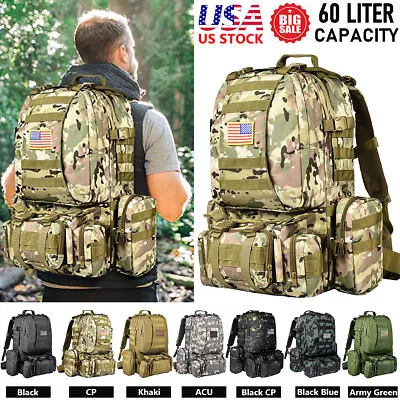 60 L Outdoor Military Molle Tactical Backpack Rucksack Camping Bag Travel Hiking • $53.19