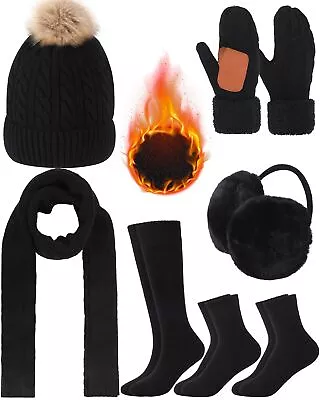 7 Pcs Winter Beanie Hat Long Scarf Gloves Ear Muffs Socks Set For Women Men W... • $36.33