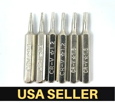 6 PCS Pentalobe Screwdriver Bits Set P2 P5 P6 5-Point 5-Star 0.8 Mm 1.2 1.5 Torx • $6.99