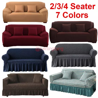 $12.99 • Buy 2/3/4-Seat Solid Color Sofa Cover Stretch Seat Couch Covers Funiture Slipcovers
