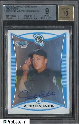 2008 Bowman Chrome Michael Mike Stanton RC Rookie BGS 9 W/ 10 AUTO • $29