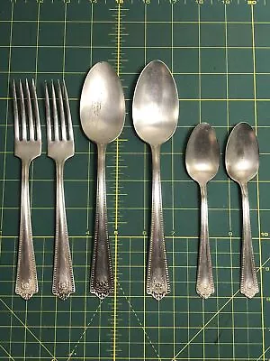 Antique 6 Pieces 1865 W.M.Rogers Mfg Co. AA Silverware Silver Plated Flatware • $19.95