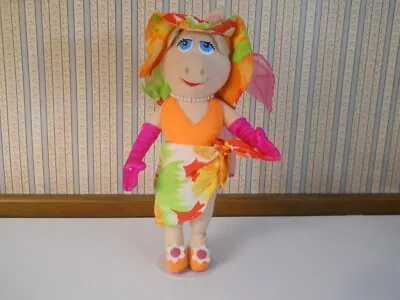 RARE Jim Henson Miss Piggy Plush Doll 12  Sun Hat Wrap Around Skirt Muppets • $27.79