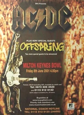 $25.39 • Buy Ac/dc 2001 Poster Advert Milton Keynes Bowl Concert