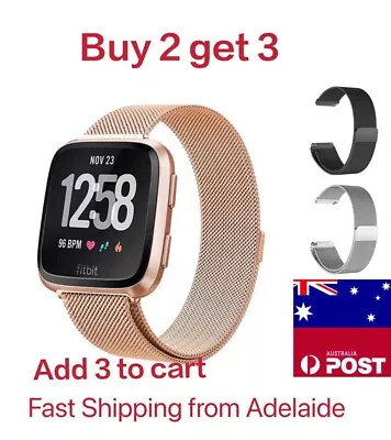 $11.90 • Buy For Fitbit Versa 2 Lite Smart Magnetic Milanese Stainless Watch Wrist Band Strap