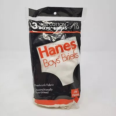 Hanes 1992 Deadstock 100% Cotton 3 White Briefs  Boys 10 Vintage Underwear  • $41.31