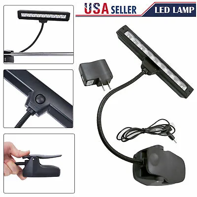 Black Flexible 9 LED Clip-On Orchestra Music Stand LED W/ Adapter Lamp Light • $12.49