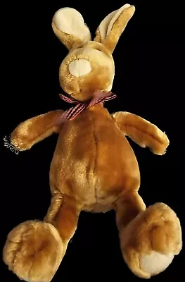 Vtg Gund Rabbit Clover Brown Plush Stuffed Animal Velvety Soft Plaid Bow 14  Toy • $12