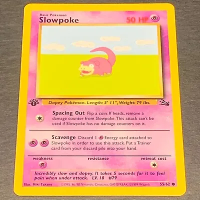 $1.99 • Buy Pokemon 1st Ed. Fossil Set COMMON Slowpoke 55/62 - Near Mint (NM)